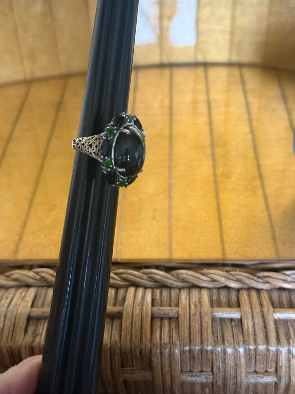 Sterling silver 925 Pardot Blackstar diopside ring